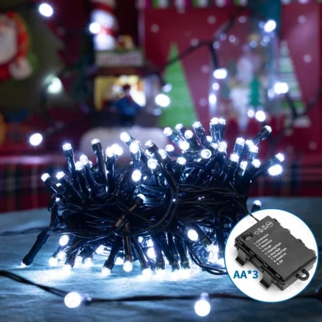 Αδιάβροχα IP44 Χριστουγεννιάτικα Λαμπάκια Μπαταρίας 5m με Ψυχρό Φωτισμό και 8 Προγράμματα Λειτουργίας - AIGOSTAR Αδιάβροχα IP44 Χριστουγεννιάτικα Λαμπάκια Μπαταρίας 5m με Ψυχρό Φωτισμό και 8 Προγράμματα Λειτουργίας - AIGOSTAR