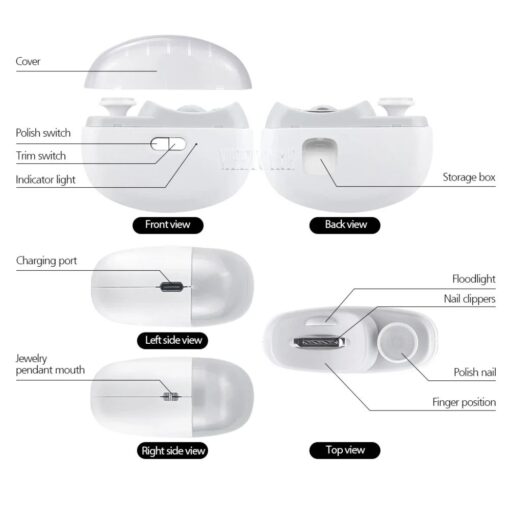 2 σε 1 Αυτόματος Φορητός Νυχοκόπτης και Τροχός Μανικιούρ Λευκό 2 σε 1 Αυτόματος Φορητός Νυχοκόπτης και Τροχός Μανικιούρ Λευκό