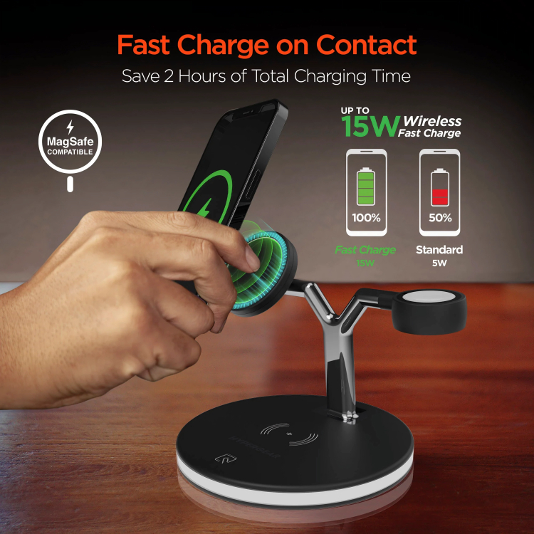 3 σε 1 Ασύρματος Φορτιστής Qi Pad 25W - Quick Charge για Smartphone, Apple Watch & AirPods - Andowl 3 σε 1 Ασύρματος Φορτιστής Qi Pad 25W - Quick Charge για Smartphone, Apple Watch & AirPods - Andowl