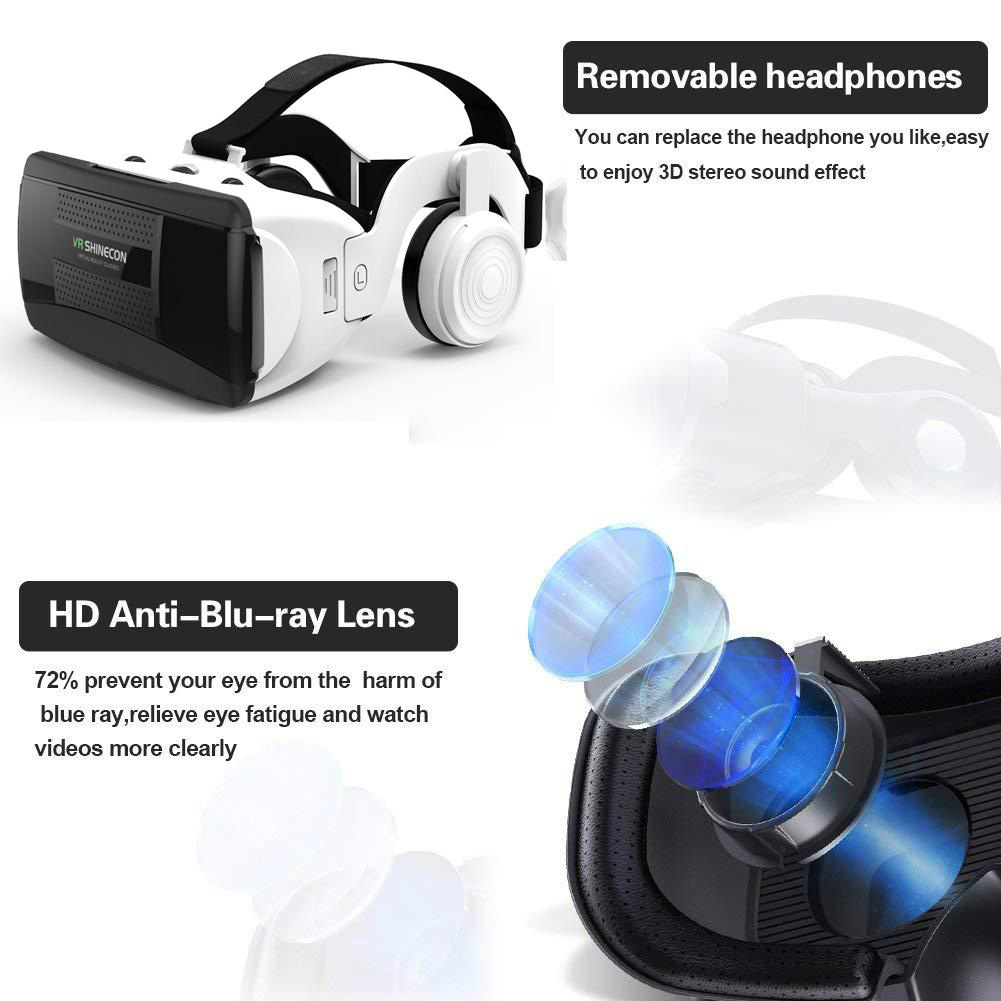 3D VR Headset Ρυθμιζόμενα Γυαλιά Εικονικής Πραγματικότητας με Ακουστικά Shinecon για Smartphone Κινητά 4.7 έως 6 Ίντσες 3D VR Headset Ρυθμιζόμενα Γυαλιά Εικονικής Πραγματικότητας με Ακουστικά Shinecon για Smartphone Κινητά 4.7 έως 6 Ίντσες