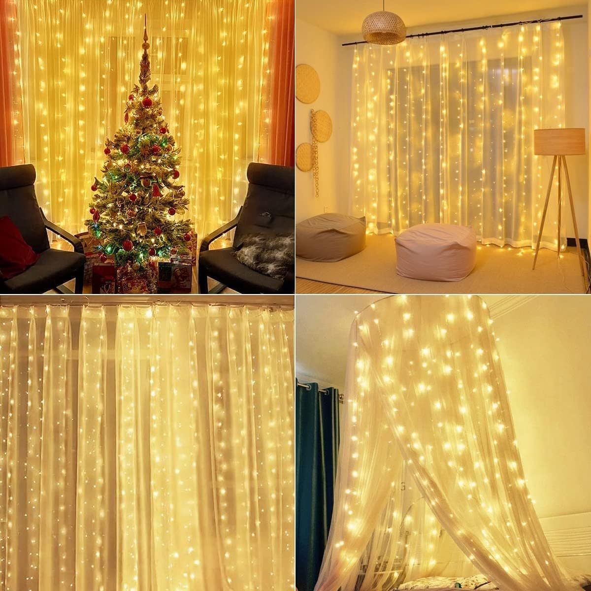 3x3m Χριστουγεννιάτικα Λαμπάκια Ρεύματος - Κουρτίνα με Λευκό Θερμό Φωτισμό, 8 Προγράμματα Λειτουργίας και Διάφανο Καλώδιο - AIGOSTAR 3x3m Χριστουγεννιάτικα Λαμπάκια Ρεύματος - Κουρτίνα με Λευκό Θερμό Φωτισμό, 8 Προγράμματα Λειτουργίας και Διάφανο Καλώδιο - AIGOSTAR