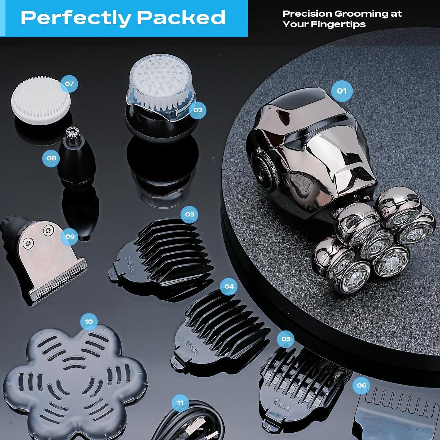 Αδιάβροχη Επαναφορτιζόμενη Κουρευτική - Ξυριστική Μηχανή με 5 Κεφαλές και Οθόνη LCD - Kemei Αδιάβροχη Επαναφορτιζόμενη Κουρευτική - Ξυριστική Μηχανή με 5 Κεφαλές και Οθόνη LCD - Kemei