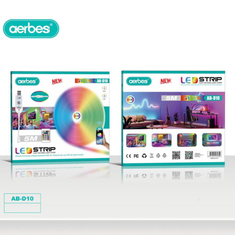 Αδιάβροχη Ταινία LED RGB 5m WiFi USB 5V με Τηλεχειριστήριο AERBES Αδιάβροχη Ταινία LED RGB 5m WiFi USB 5V με Τηλεχειριστήριο AERBES