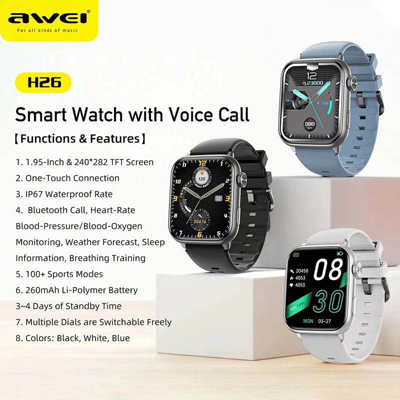 Αδιάβροχο Έξυπνο Ρολόι - Smartwatch με Bluetooth, Παλμογράφο, Βηματομετρητή και Ασύρματη Φόρτιση - Awei Αδιάβροχο Έξυπνο Ρολόι - Smartwatch με Bluetooth, Παλμογράφο, Βηματομετρητή και Ασύρματη Φόρτιση - Awei