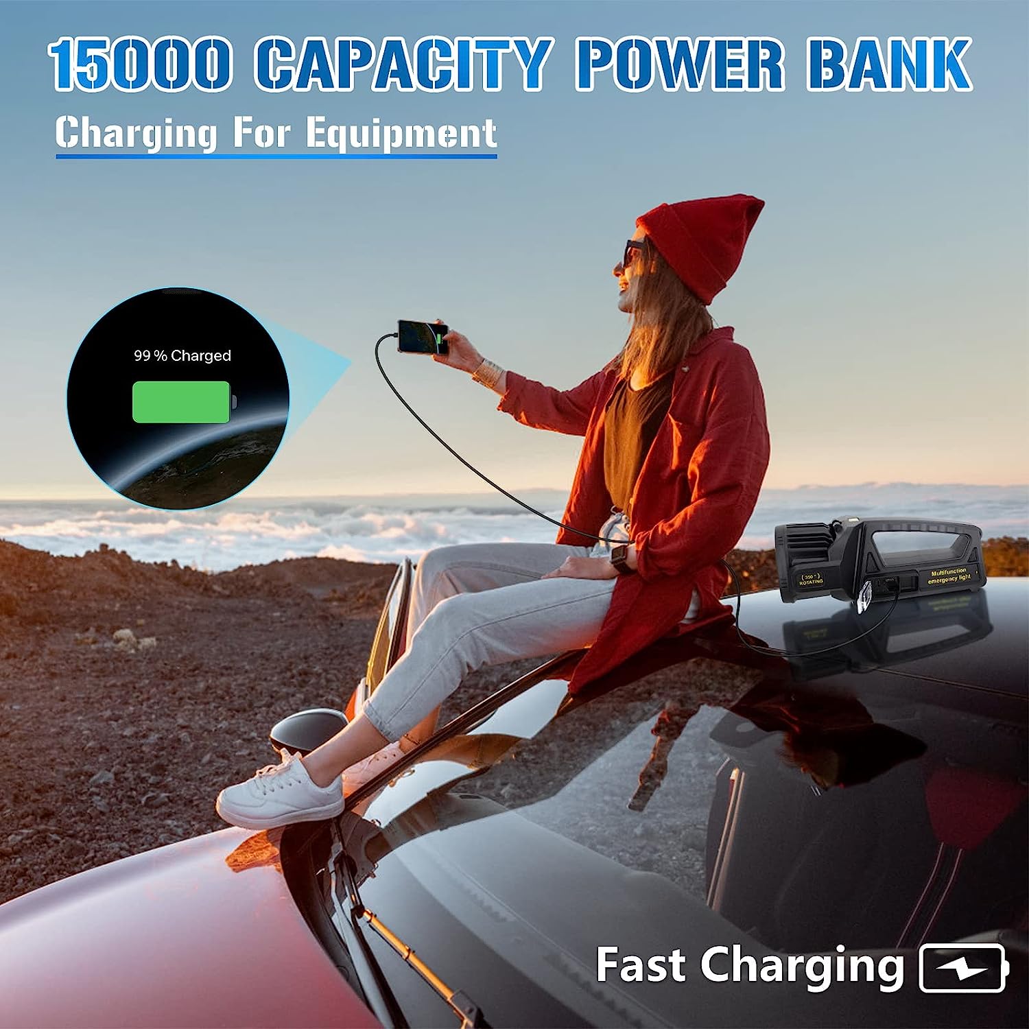 Αδιάβροχος Επαναφορτιζόμενος LED Φακός - Power Bank με Ηλιακό Πάνελ Αδιάβροχος Επαναφορτιζόμενος LED Φακός - Power Bank με Ηλιακό Πάνελ