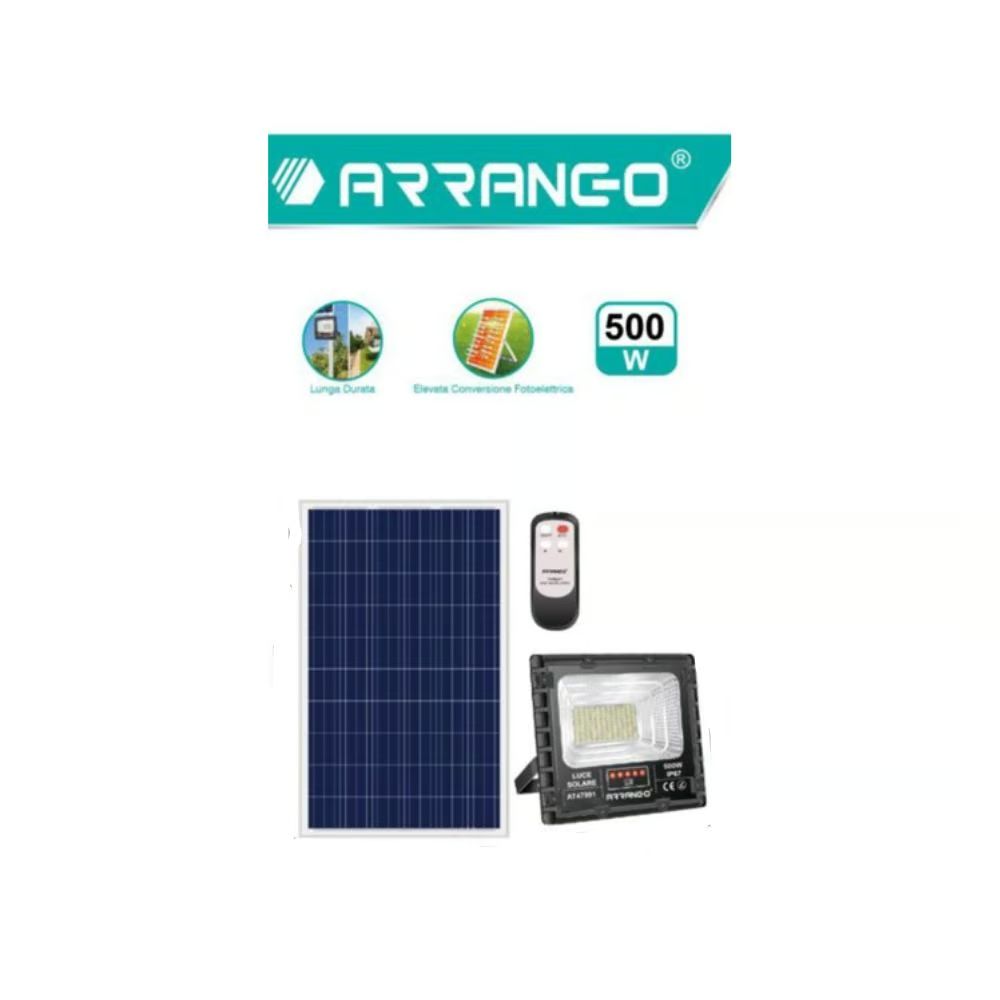 Αδιάβροχος Ηλιακός Προβολέας 500W με Ηλιακό Πάνελ Arrango Αδιάβροχος Ηλιακός Προβολέας 500W με Ηλιακό Πάνελ Arrango