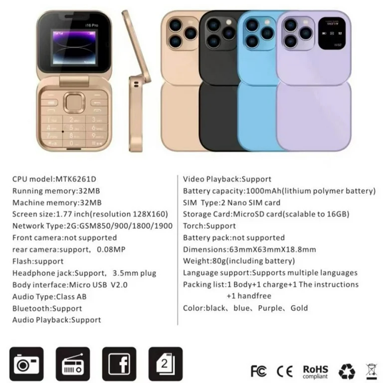 Αναδιπλούμενο Κινητό Τηλέφωνο i17 Pro με 2 Κάρτες Sim, Bluetooth & Κάμερα 0.08MP Αναδιπλούμενο Κινητό Τηλέφωνο i17 Pro με 2 Κάρτες Sim, Bluetooth & Κάμερα 0.08MP