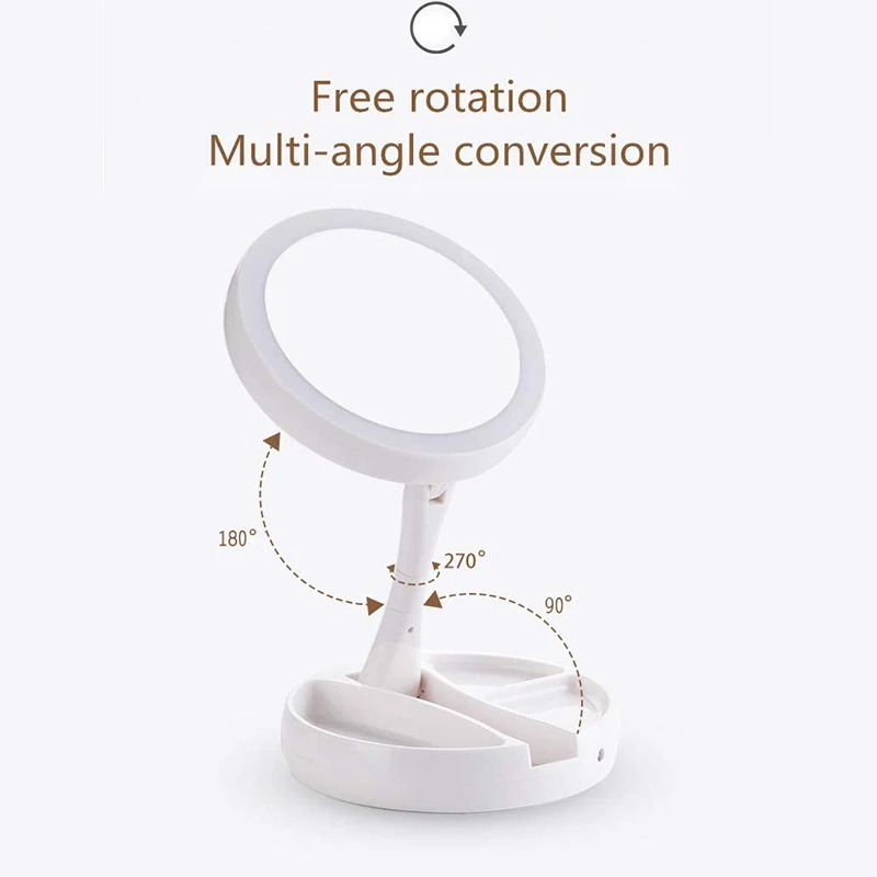 Αναδιπλούμενος Καθρέφτης Μακιγιάζ με Φωτισμό LED & Θήκες Οργάνωσης Αναδιπλούμενος Καθρέφτης Μακιγιάζ με Φωτισμό LED & Θήκες Οργάνωσης