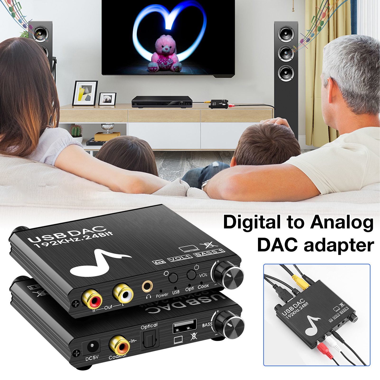 Andowl Μετατροπέας Ψηφιακού σε Αναλογικό Ήχου Coaxial / Toslink / USB - A Female σε RCA Female Andowl Μετατροπέας Ψηφιακού σε Αναλογικό Ήχου Coaxial / Toslink / USB - A Female σε RCA Female