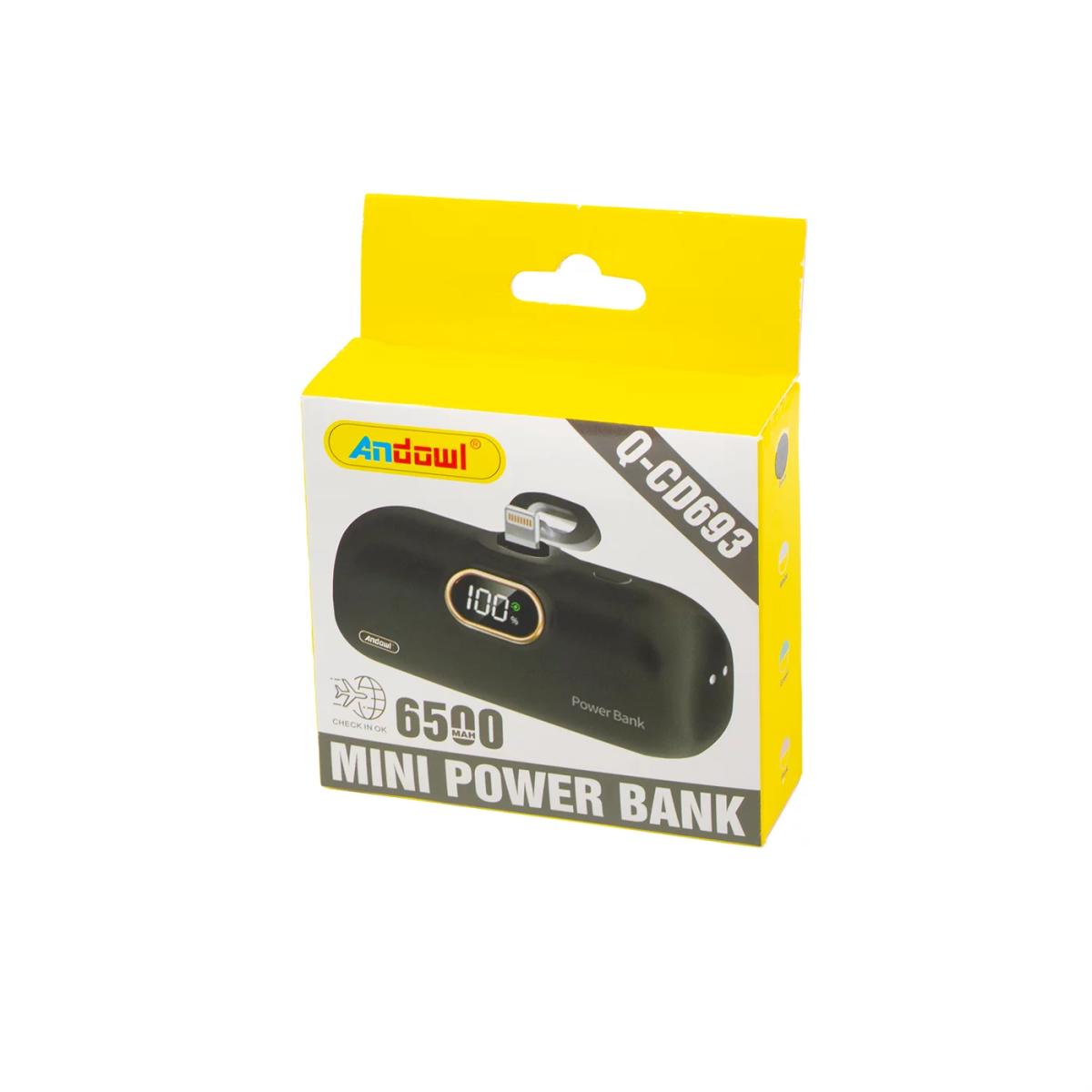 ANDOWL Mini Lightning Powerbank 6500mAh με Οθόνη Μπαταρίας – Μαύρο ANDOWL Mini Lightning Powerbank 6500mAh με Οθόνη Μπαταρίας – Μαύρο