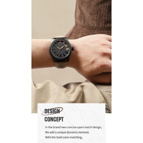 Ανδρικό Casual Ρολόι Χειρός Αδιάβροχο με Δερμάτινο Λουράκι Naviforce Μαύρο Ανδρικό Casual Ρολόι Χειρός Αδιάβροχο με Δερμάτινο Λουράκι Naviforce Μαύρο