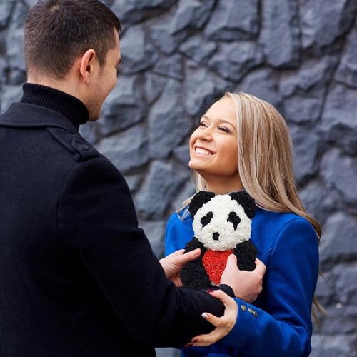 Αρκουδάκι Panda από Τεχνητά Τριαντάφυλλα 40cm Αρκουδάκι Panda από Τεχνητά Τριαντάφυλλα 40cm