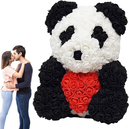 Αρκουδάκι Panda από Τεχνητά Τριαντάφυλλα 40cm Αρκουδάκι Panda από Τεχνητά Τριαντάφυλλα 40cm