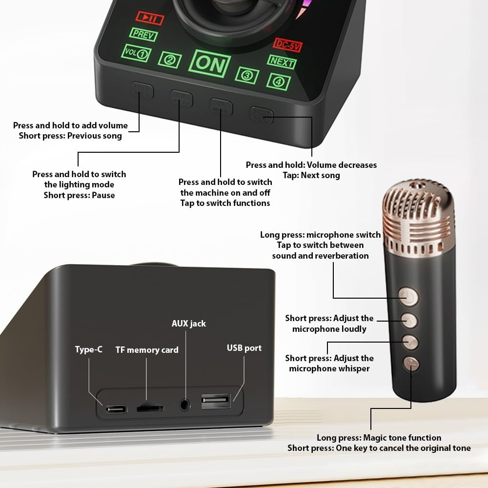 Ασύρματο Ηχείο Bluetooth Karaoke με 2 Μικρόφωνα, USB & TF Card Ασύρματο Ηχείο Bluetooth Karaoke με 2 Μικρόφωνα, USB & TF Card