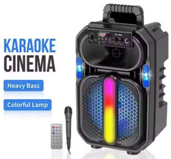 Ασύρματο Ηχείο Bluetooth Karaoke με Ενσύρματο Μικρόφωνο, Φωτισμό LED και Τηλεχειριστήριο Ασύρματο Ηχείο Bluetooth Karaoke με Ενσύρματο Μικρόφωνο, Φωτισμό LED και Τηλεχειριστήριο