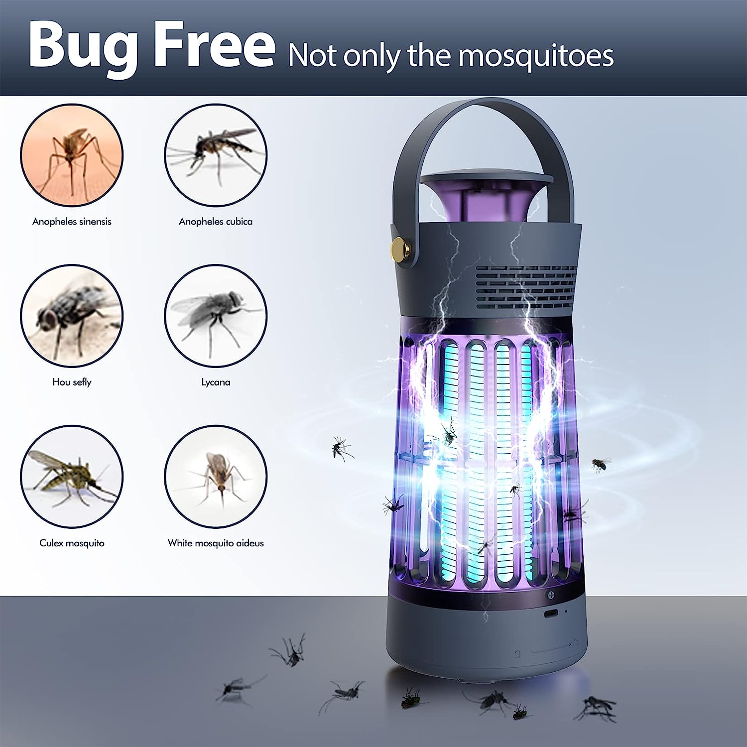 Αθόρυβος LED Εξολοθρευτής Εντόμων Andowl 10W με USB Θύρα, UV Φωτισμό & Ανεμιστήρα Αθόρυβος LED Εξολοθρευτής Εντόμων Andowl 10W με USB Θύρα, UV Φωτισμό & Ανεμιστήρα