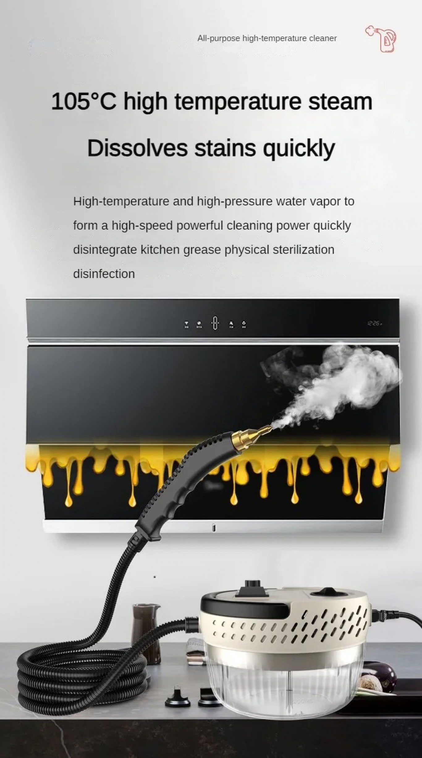 Ατμοκαθαριστής Χειρός Υψηλής Πίεσης 3000W με Δοχείο Χωρητικότητας 1400ml Ατμοκαθαριστής Χειρός Υψηλής Πίεσης 3000W με Δοχείο Χωρητικότητας 1400ml