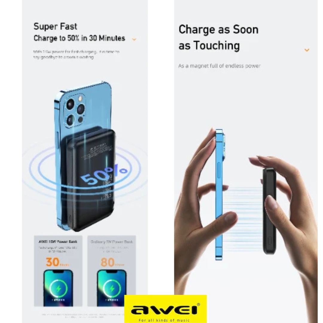 Awei Power Bank 10000 mAh - Ασύρματος Φορητός Γρήγορος Φορτιστής - Μαύρος Awei Power Bank 10000 mAh - Ασύρματος Φορητός Γρήγορος Φορτιστής - Μαύρος