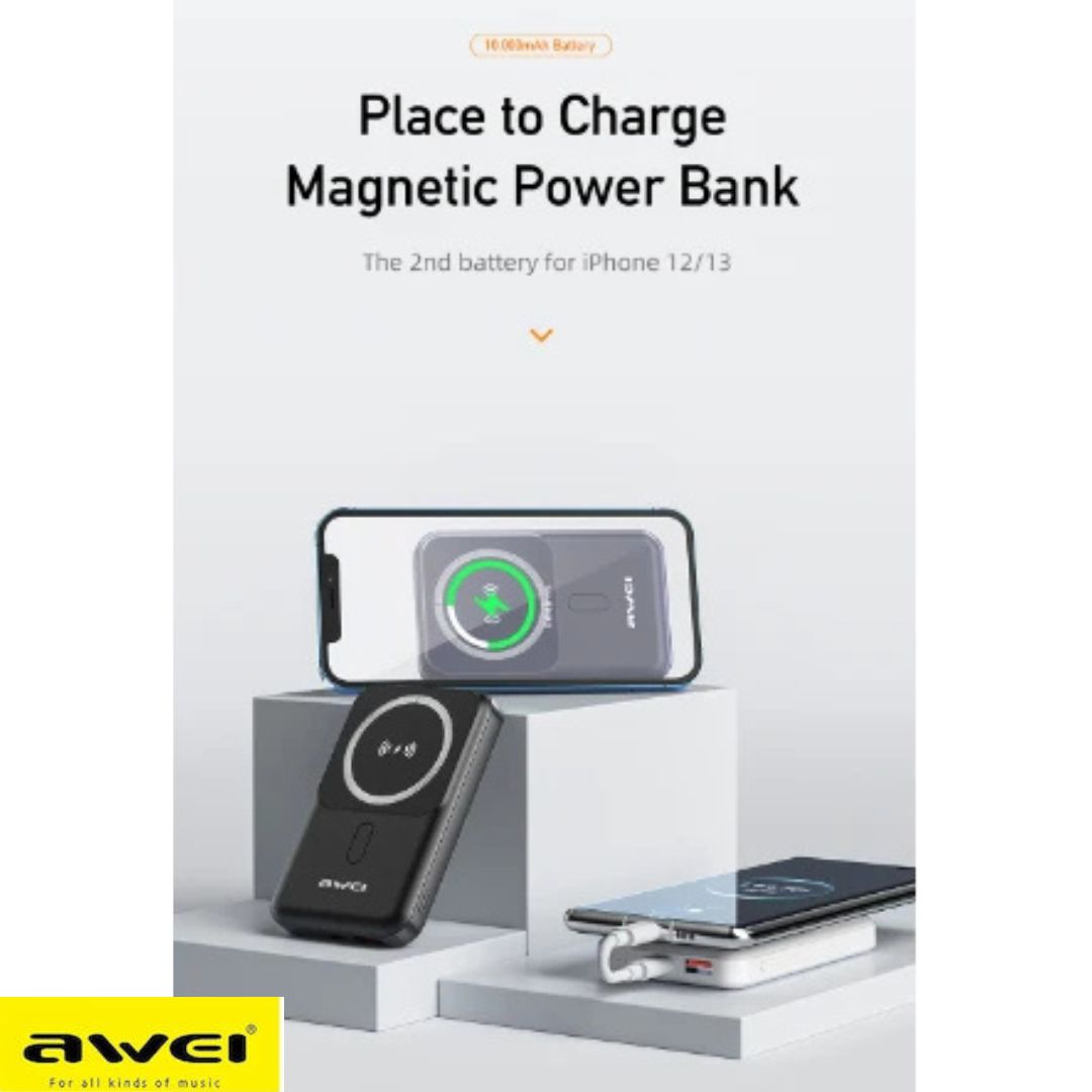 Awei Power Bank 10000 mAh - Ασύρματος Φορητός Γρήγορος Φορτιστής - Μαύρος Awei Power Bank 10000 mAh - Ασύρματος Φορητός Γρήγορος Φορτιστής - Μαύρος