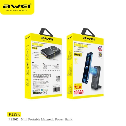 Awei Power Bank 10000 mAh - Ασύρματος Φορητός Γρήγορος Φορτιστής - Μαύρος Awei Power Bank 10000 mAh - Ασύρματος Φορητός Γρήγορος Φορτιστής - Μαύρος