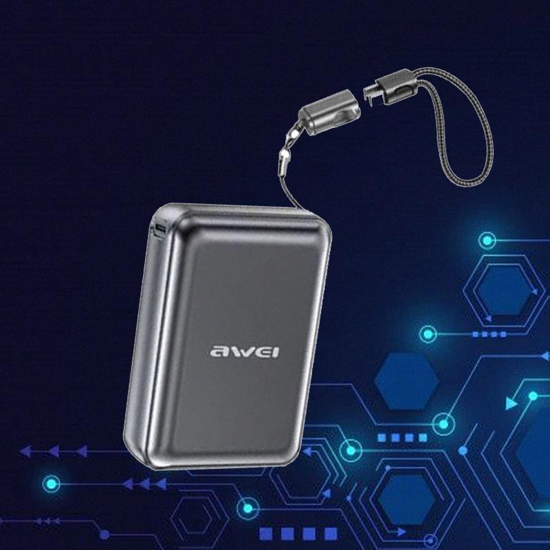 Awei Pro Power Bank 20000mAh – Γρήγορη Φόρτιση 22.5W με Ενσωματωμένο USB-C Καλώδιο Awei Pro Power Bank 20000mAh – Γρήγορη Φόρτιση 22.5W με Ενσωματωμένο USB-C Καλώδιο
