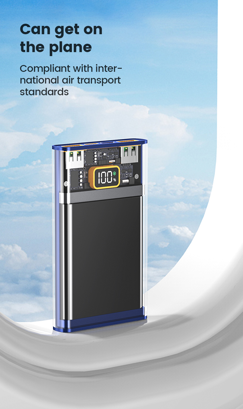 Διάφανο Εργονομικό Powerbank Fast Charging Μπαταρίας 20000mAh με 2 Θύρες USB και 1 Θύρα Type C 22.5 W Διάφανο Εργονομικό Powerbank Fast Charging Μπαταρίας 20000mAh με 2 Θύρες USB και 1 Θύρα Type C 22.5 W