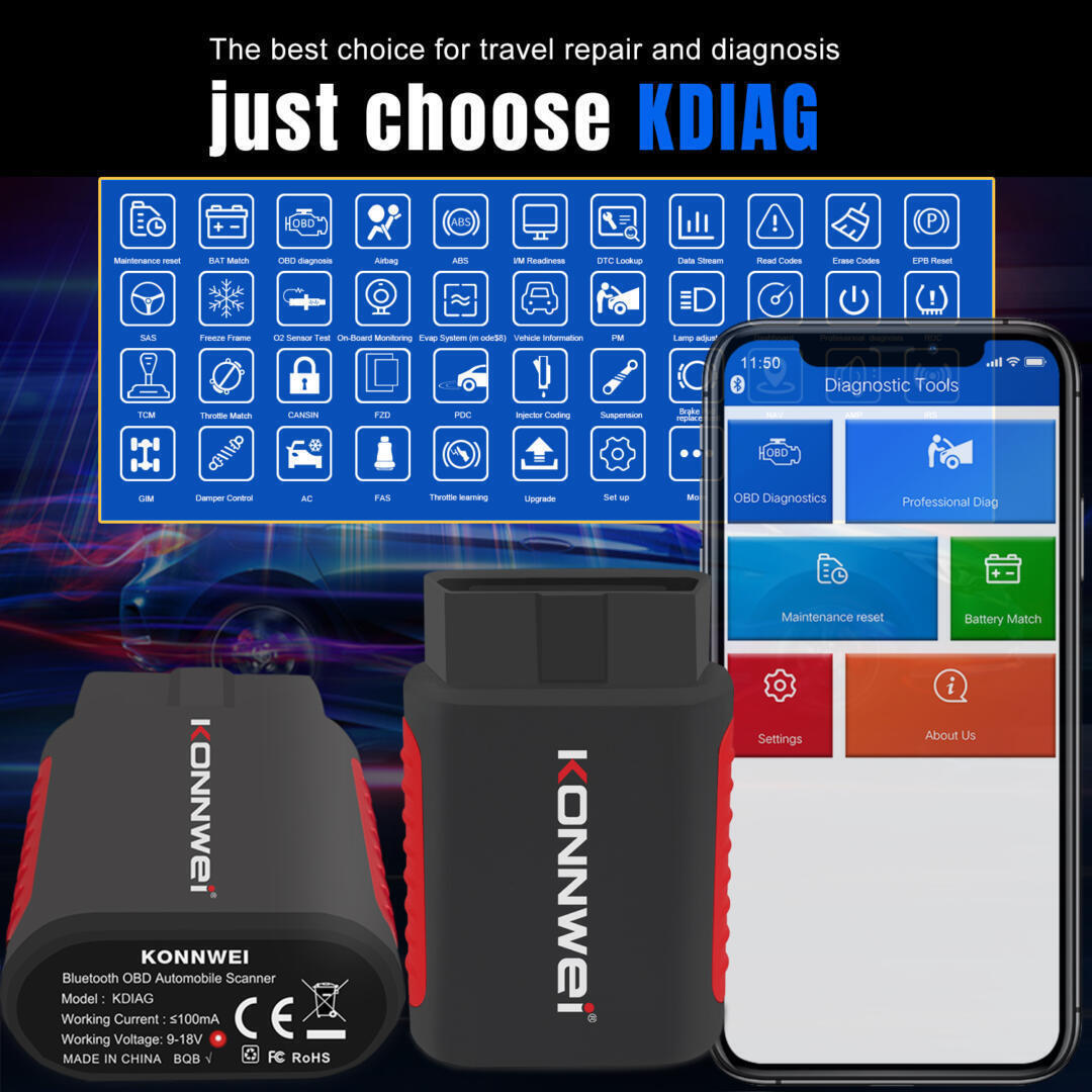 Διαγνωστικό Αυτοκινήτου OBD 2 με Bluetooth Συμβατό με Android - Konnwei Διαγνωστικό Αυτοκινήτου OBD 2 με Bluetooth Συμβατό με Android - Konnwei