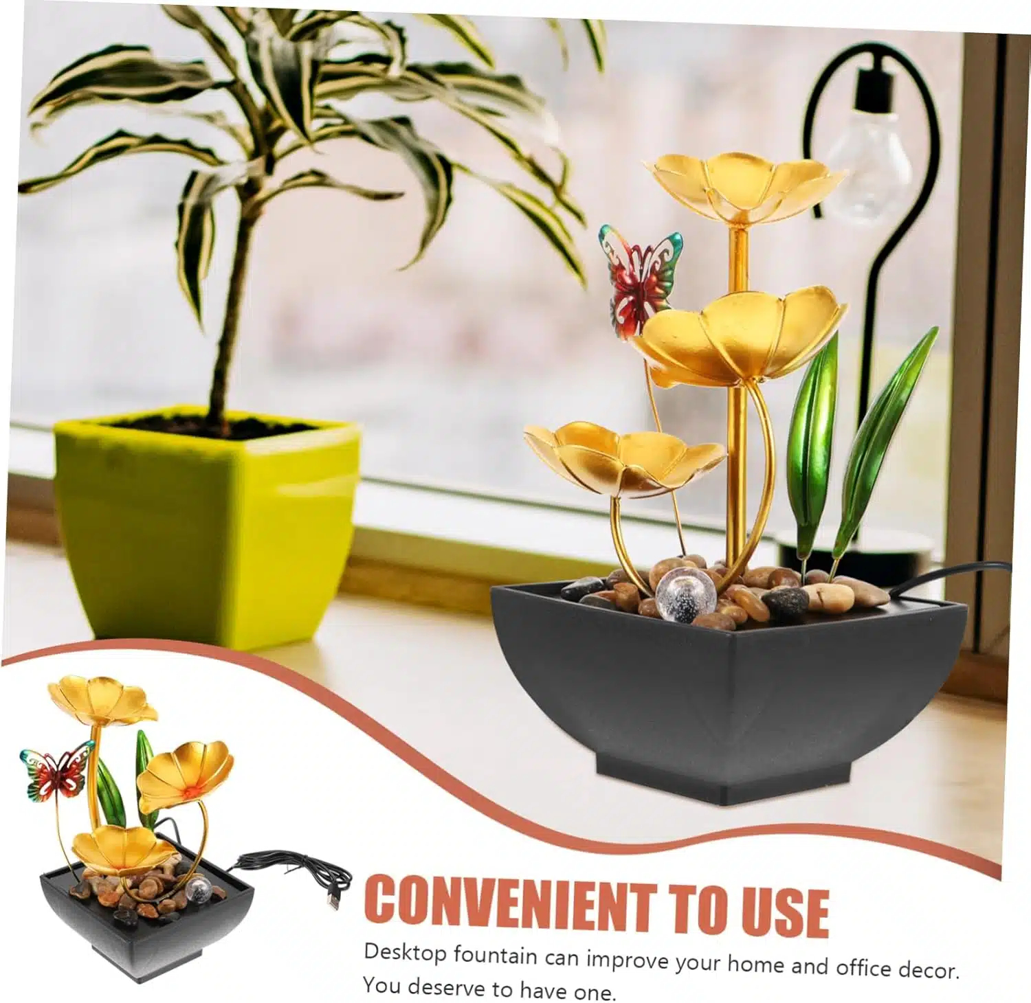 Διακοσμητικό Συντριβάνι Feng Shui Εσωτερικού και Εξωτερικού Χώρου 220V με Φωτισμό LED και Χρυσά Φύλλα Διακοσμητικό Συντριβάνι Feng Shui Εσωτερικού και Εξωτερικού Χώρου 220V με Φωτισμό LED και Χρυσά Φύλλα