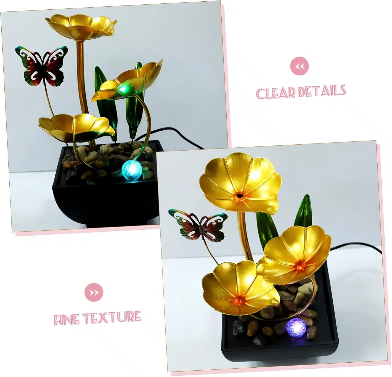 Διακοσμητικό Συντριβάνι Feng Shui Εσωτερικού και Εξωτερικού Χώρου 220V με Φωτισμό LED και Χρυσά Φύλλα Διακοσμητικό Συντριβάνι Feng Shui Εσωτερικού και Εξωτερικού Χώρου 220V με Φωτισμό LED και Χρυσά Φύλλα