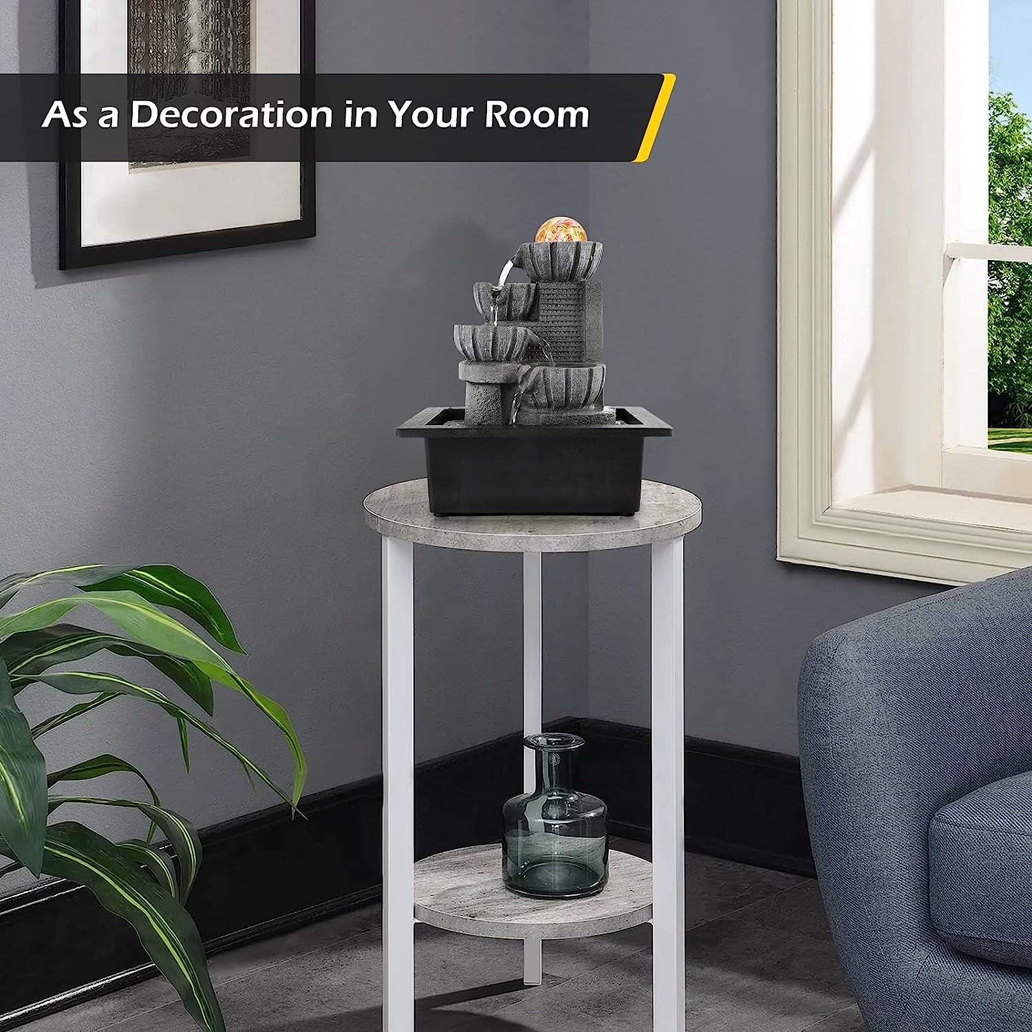 Διακοσμητικό Συντριβάνι Feng Shui Καταρράκτης Τρεχούμενου Νερού με Εφέ LED Φωτισμού και Κρυστάλλινη Σφαίρα 26x23x18 cm Διακοσμητικό Συντριβάνι Feng Shui Καταρράκτης Τρεχούμενου Νερού με Εφέ LED Φωτισμού και Κρυστάλλινη Σφαίρα 26x23x18 cm