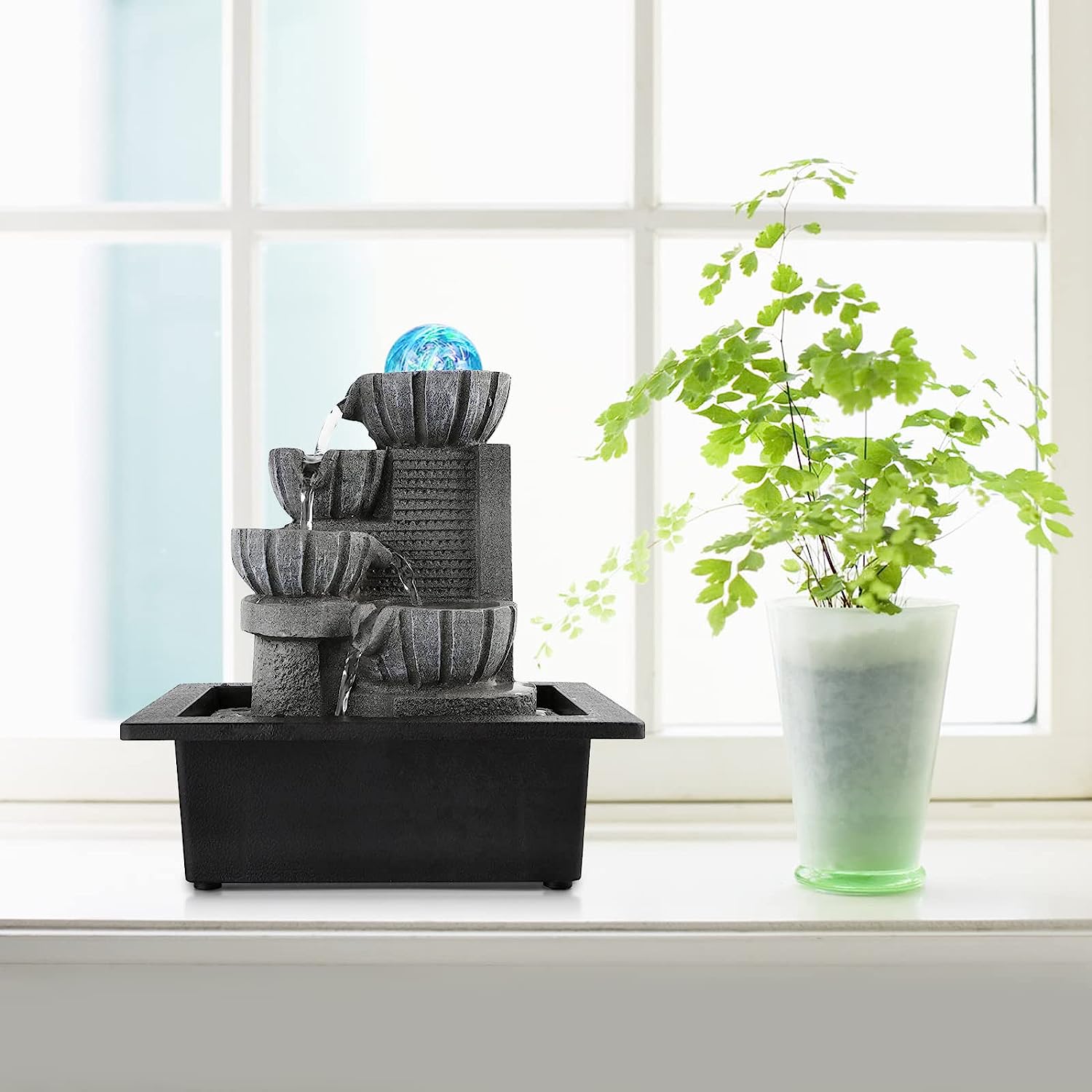 Διακοσμητικό Συντριβάνι Feng Shui Καταρράκτης Τρεχούμενου Νερού με Εφέ LED Φωτισμού και Κρυστάλλινη Σφαίρα 26x23x18 cm Διακοσμητικό Συντριβάνι Feng Shui Καταρράκτης Τρεχούμενου Νερού με Εφέ LED Φωτισμού και Κρυστάλλινη Σφαίρα 26x23x18 cm