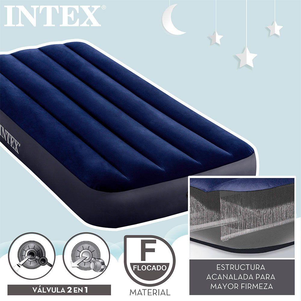 Διπλό Φουσκωτό Κρεβάτι Fiber Tech Intex 191x137cm - Στρώμα Ύπνου Σκηνής Camping Μπλε Διπλό Φουσκωτό Κρεβάτι Fiber Tech Intex 191x137cm - Στρώμα Ύπνου Σκηνής Camping Μπλε