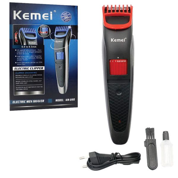 Επαναφορτιζόμενη Κουρευτική Μηχανή με 19 Μήκη Κοπής Kemei Κόκκινο-Μαύρο Χρώμα Επαναφορτιζόμενη Κουρευτική Μηχανή με 19 Μήκη Κοπής Kemei Κόκκινο-Μαύρο Χρώμα