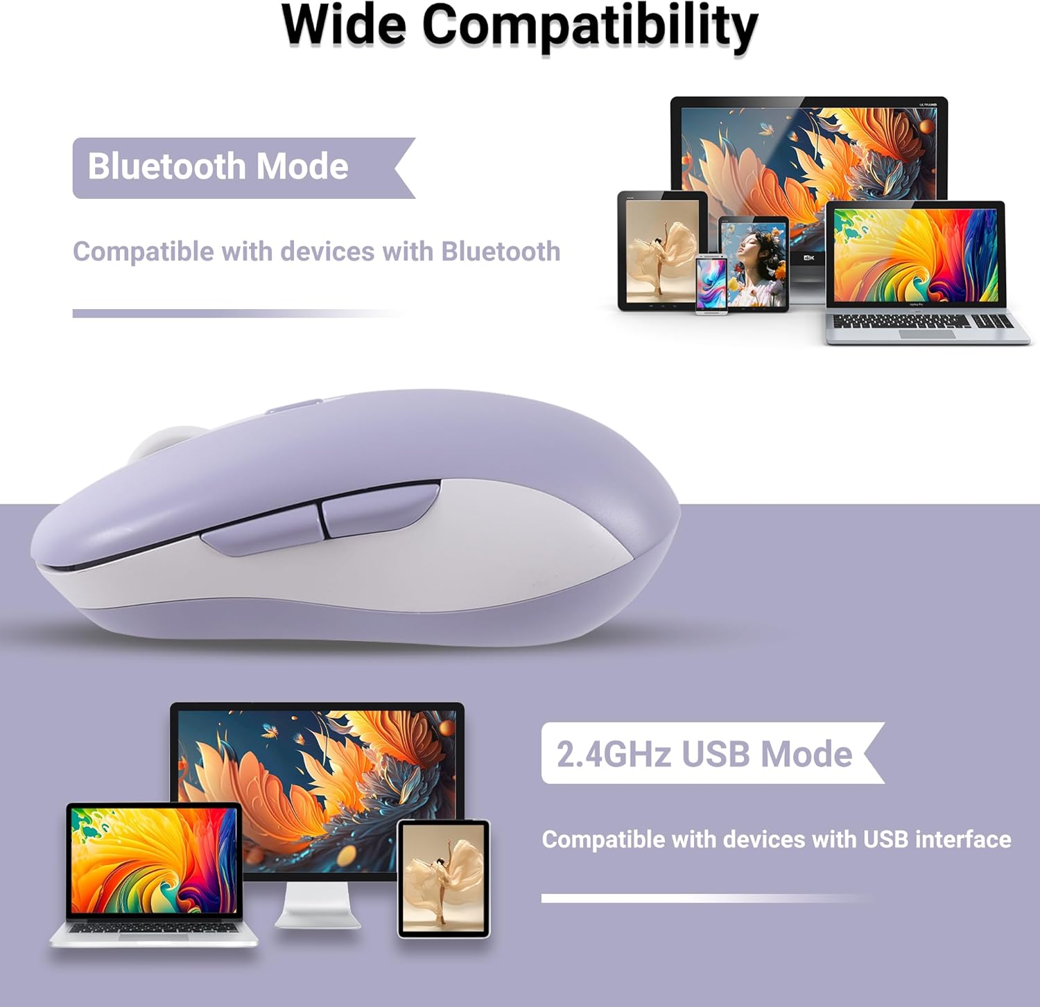 Επαναφορτιζόμενο Ασύρματο Ποντίκι Διπλής Λειτουργίας USB 2.4G & Bluetooth Επαναφορτιζόμενο Ασύρματο Ποντίκι Διπλής Λειτουργίας USB 2.4G & Bluetooth