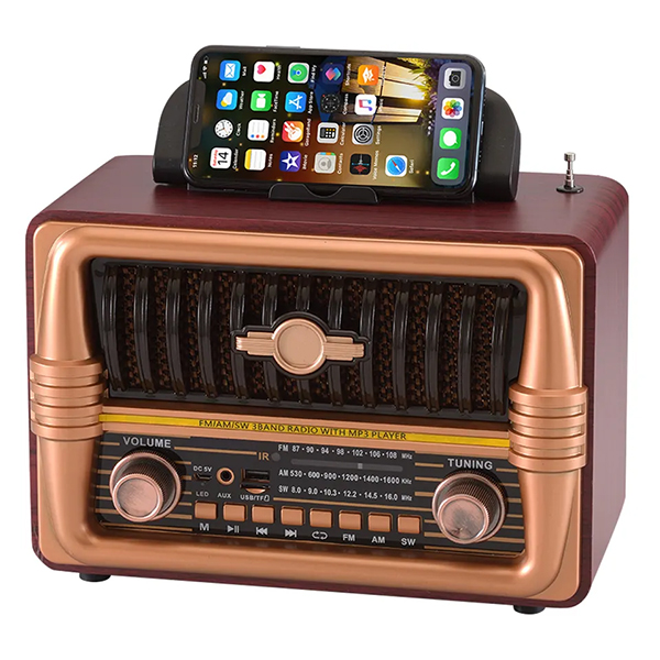 Επαναφορτιζόμενο Φορητό Επιτραπέζιο Vintage Ραδιόφωνο με USB / Bluetooth / AUX / TF Card & Βάση Κινητού Καφέ Επαναφορτιζόμενο Φορητό Επιτραπέζιο Vintage Ραδιόφωνο με USB / Bluetooth / AUX / TF Card & Βάση Κινητού Καφέ