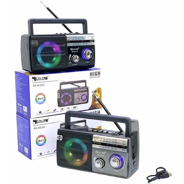 Επαναφορτιζόμενο Φορητό Ραδιόφωνο με Bluetooth, USB και Φωτισμό LED Επαναφορτιζόμενο Φορητό Ραδιόφωνο με Bluetooth, USB και Φωτισμό LED