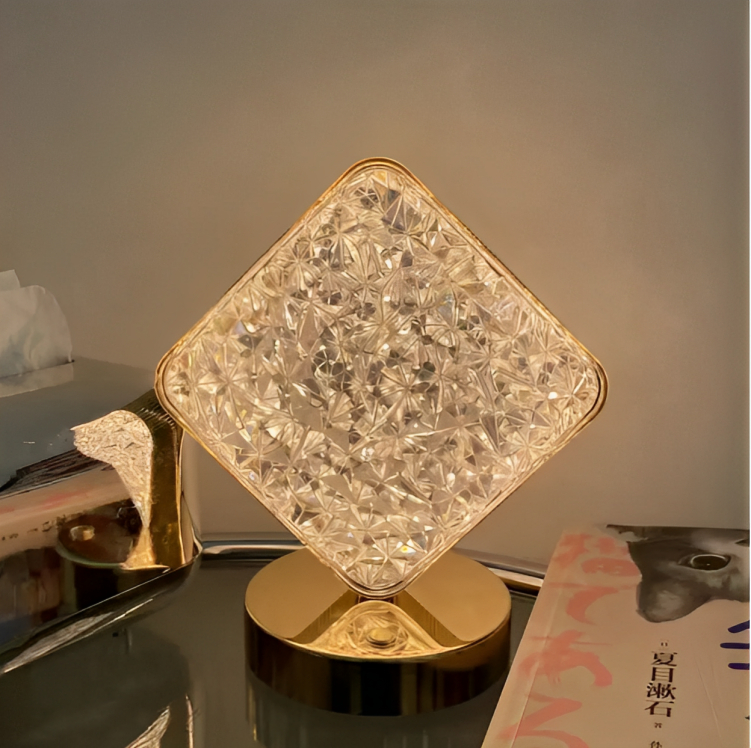 Επαναφορτιζόμενο LED Διακοσμητικό Φωτιστικό Ρόμβος με Εφέ Κρυστάλλου Επαναφορτιζόμενο LED Διακοσμητικό Φωτιστικό Ρόμβος με Εφέ Κρυστάλλου