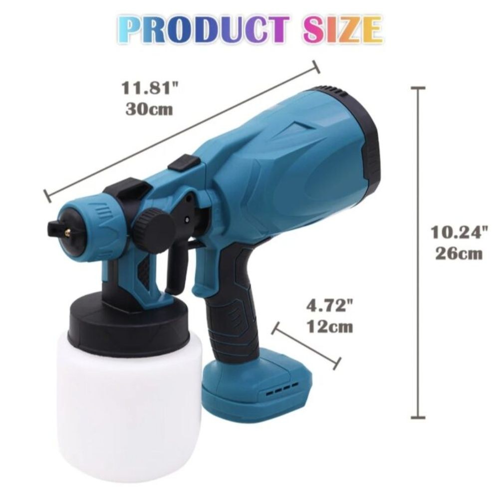 Επαναφορτιζόμενο Πιστόλι Βαφής Spray Gun – Ομοιόμορφη Κάλυψη | 800ml Δοχείο, 3 Ακροφύσια, 2 Μπαταρίες, Ρυθμιζόμενη Ροή, για Μάστορες & DIY Επαναφορτιζόμενο Πιστόλι Βαφής Spray Gun – Ομοιόμορφη Κάλυψη | 800ml Δοχείο, 3 Ακροφύσια, 2 Μπαταρίες, Ρυθμιζόμενη Ροή, για Μάστορες & DIY
