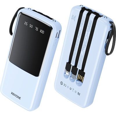 Επαναφορτιζόμενο Power Bank Γρήγορης Φορτιστής 10000mAh 12W με θύρες USB Type-C & Lightning - Μπλε Επαναφορτιζόμενο Power Bank Γρήγορης Φορτιστής 10000mAh 12W με θύρες USB Type-C & Lightning - Μπλε