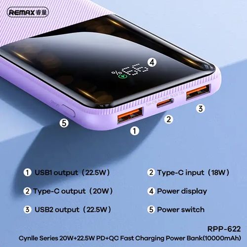 Επαναφορτιζόμενο Power Bank Remax Γρήγορης Φορτιστής 10000mAh 20W/22.5w USB & Type-C θύρες με Ενσωματωμένη Οθόνη Γαλάζιο Επαναφορτιζόμενο Power Bank Remax Γρήγορης Φορτιστής 10000mAh 20W/22.5w USB & Type-C θύρες με Ενσωματωμένη Οθόνη Γαλάζιο