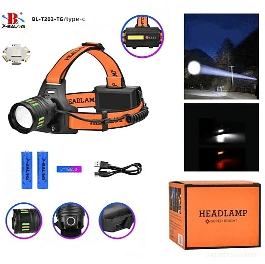 Επαναφορτιζόμενος Φακός Κεφαλής LED Zoom X-Balog με δυο Μπαταρίες 8800mAh Επαναφορτιζόμενος Φακός Κεφαλής LED Zoom X-Balog με δυο Μπαταρίες 8800mAh