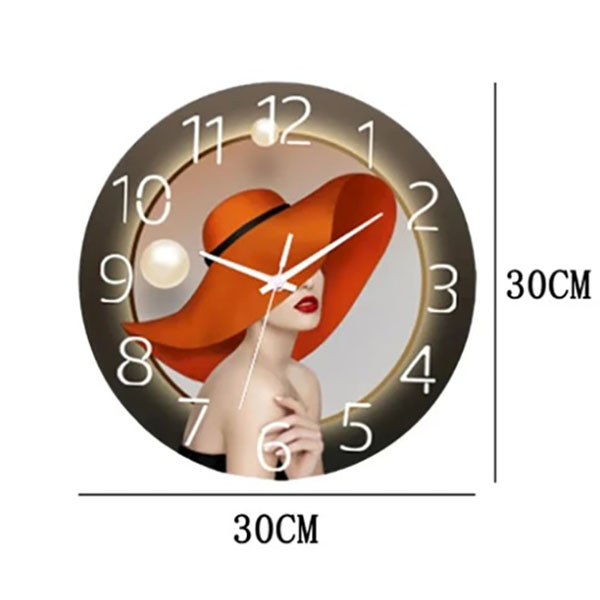 Επιτοίχιο Στρογγυλό Ρολόι με Λεπτοδείκτες- Σχέδιο Γυναίκα με Καπέλο 30cm Επιτοίχιο Στρογγυλό Ρολόι με Λεπτοδείκτες- Σχέδιο Γυναίκα με Καπέλο 30cm