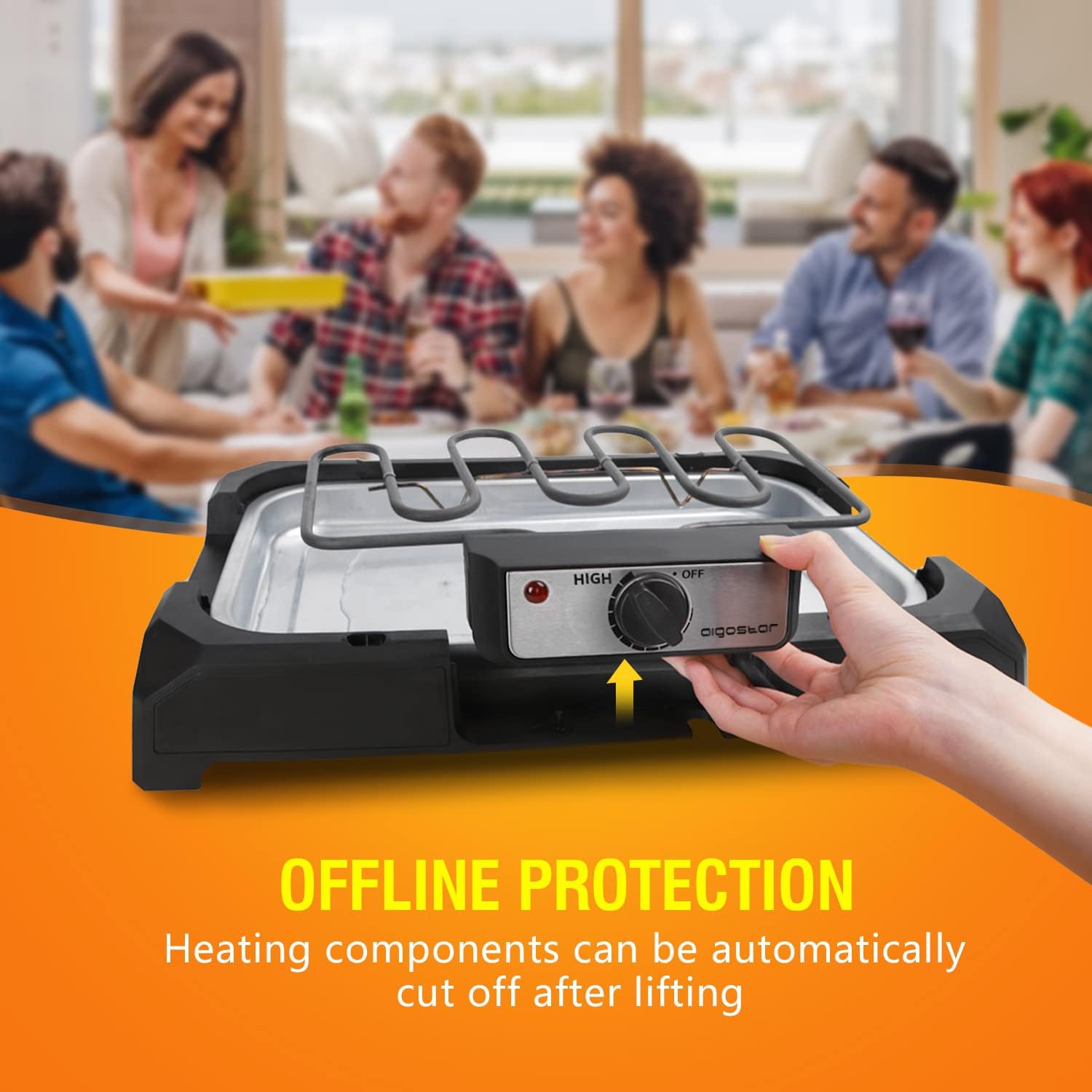 Επιτραπέζια Ηλεκτρική Ψησταριά BBQ 2000W - Με Δοχείο Νερού 1,5L για Ψήσιμο Χωρίς Καπνό - AIGOSTAR Επιτραπέζια Ηλεκτρική Ψησταριά BBQ 2000W - Με Δοχείο Νερού 1,5L για Ψήσιμο Χωρίς Καπνό - AIGOSTAR