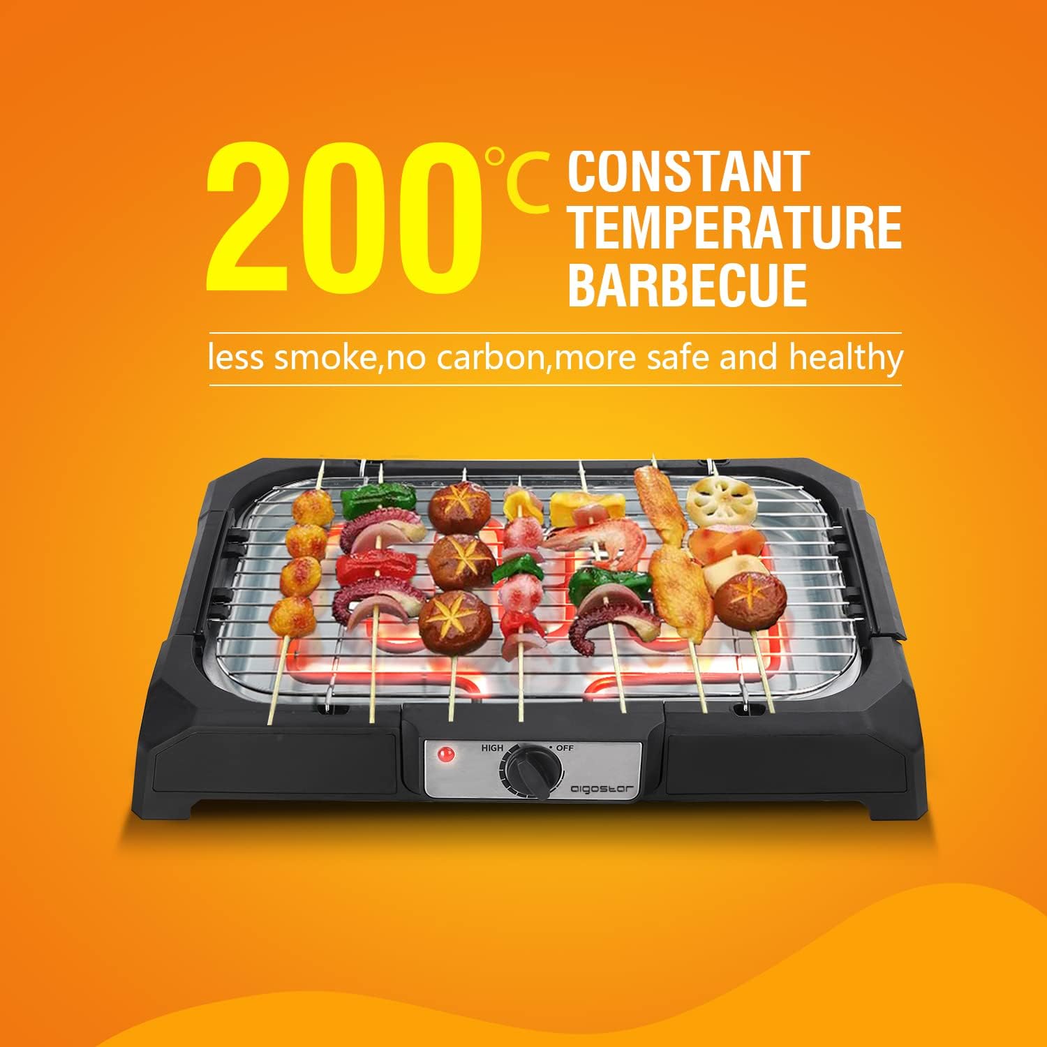 Επιτραπέζια Ηλεκτρική Ψησταριά BBQ 2000W - Με Δοχείο Νερού 1,5L για Ψήσιμο Χωρίς Καπνό - AIGOSTAR Επιτραπέζια Ηλεκτρική Ψησταριά BBQ 2000W - Με Δοχείο Νερού 1,5L για Ψήσιμο Χωρίς Καπνό - AIGOSTAR