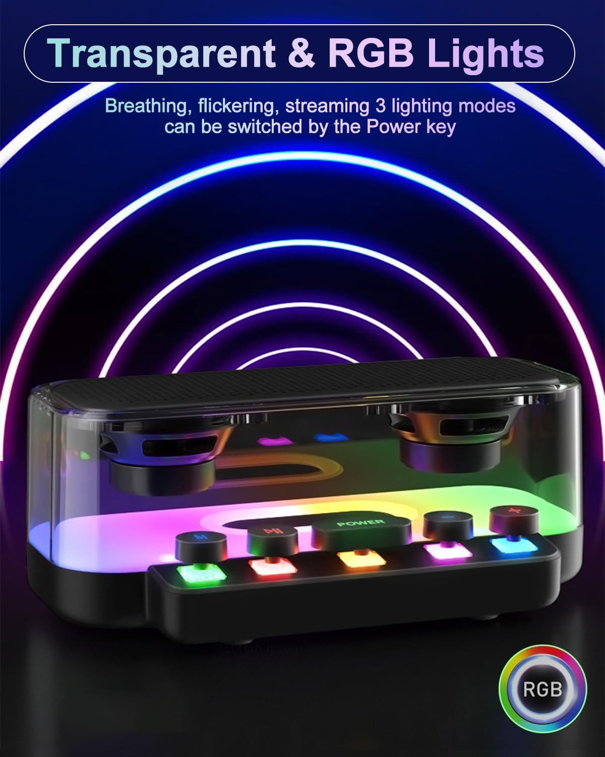 Επιτραπέζιο Bluetooth Ηχείο RGB 1200mAh με Μηχανικά Πλήκτρα Μαύρο Επιτραπέζιο Bluetooth Ηχείο RGB 1200mAh με Μηχανικά Πλήκτρα Μαύρο