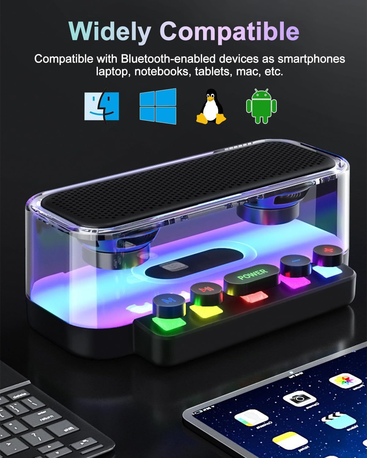Επιτραπέζιο Bluetooth Ηχείο RGB 1200mAh με Μηχανικά Πλήκτρα Πράσινο Επιτραπέζιο Bluetooth Ηχείο RGB 1200mAh με Μηχανικά Πλήκτρα Πράσινο