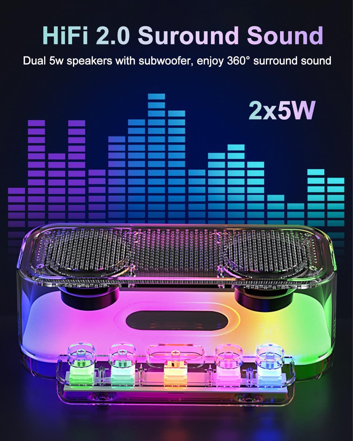 Επιτραπέζιο Bluetooth Ηχείο RGB 1200mAh με Μηχανικά Πλήκτρα Πράσινο Επιτραπέζιο Bluetooth Ηχείο RGB 1200mAh με Μηχανικά Πλήκτρα Πράσινο
