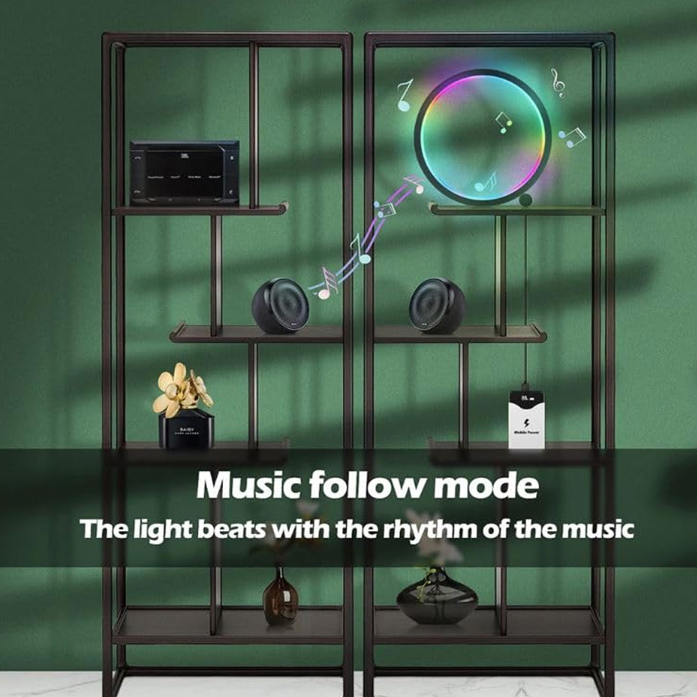 Επιτραπέζιο Διακοσμητικό Φωτιστικό LED Wifi - RGBW σε Σχήμα Δαχτυλίδι με Τηλεχειριστήριο, Ρυθμιζόμενα Χρώματα και Λειτουργία Μουσικής Tuya Μαύρο Επιτραπέζιο Διακοσμητικό Φωτιστικό LED Wifi - RGBW σε Σχήμα Δαχτυλίδι με Τηλεχειριστήριο, Ρυθμιζόμενα Χρώματα και Λειτουργία Μουσικής Tuya Μαύρο