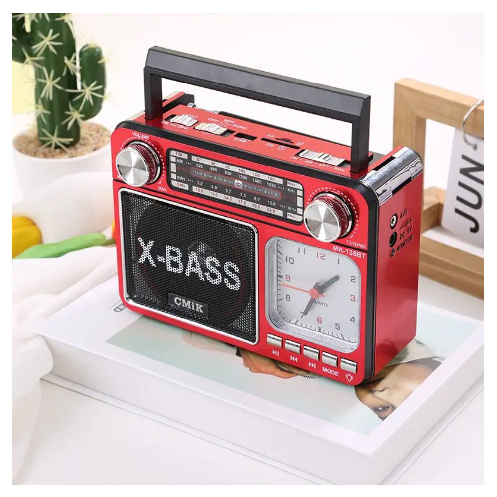 Επιτραπέζιο Ραδιόφωνο Επαναφορτιζόμενο με Ρολόι και Υποδοχή για SD card Επιτραπέζιο Ραδιόφωνο Επαναφορτιζόμενο με Ρολόι και Υποδοχή για SD card