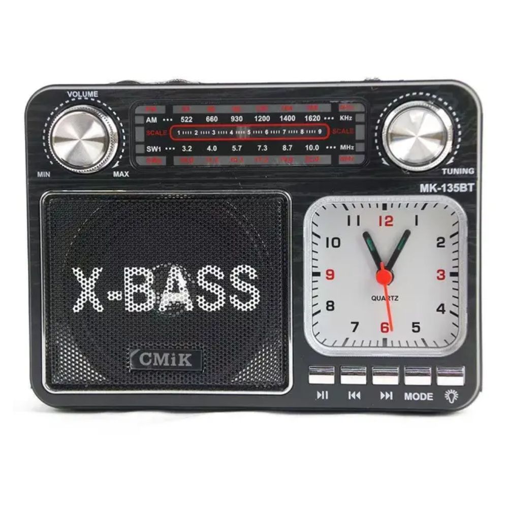 Επιτραπέζιο Ραδιόφωνο Επαναφορτιζόμενο με Ρολόι και Υποδοχή για SD card Επιτραπέζιο Ραδιόφωνο Επαναφορτιζόμενο με Ρολόι και Υποδοχή για SD card